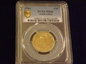 1961     1/2 C         South Africa        PCGS   PR 67