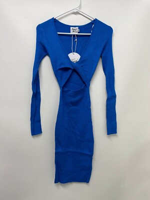 Princess Polly Womens XS/S Abigail Cutout Mini Dress Ribbed Blue Bodycon |  eBay