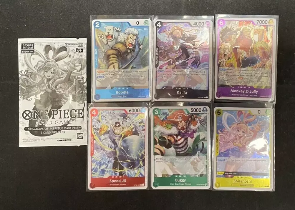 ONE PIECE TCG Kingdoms of Intrigue Dash Pack Lot (6 Cards Full Set) English NM-M