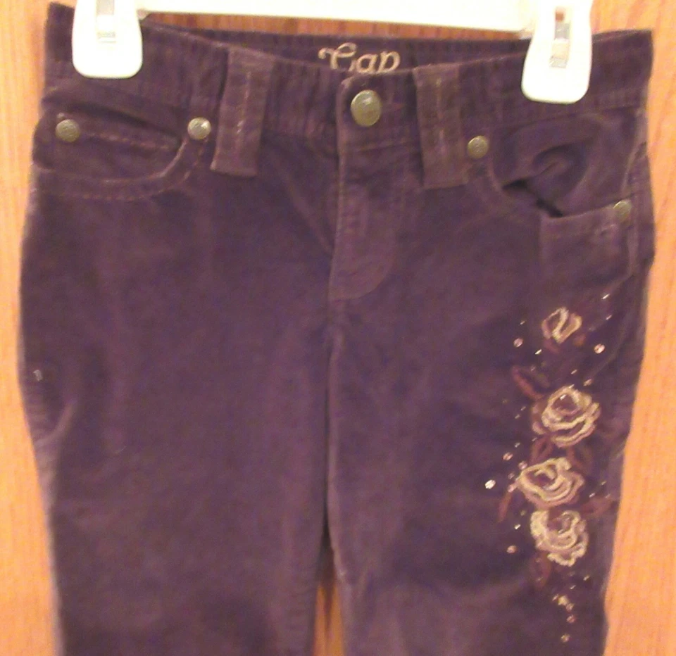 Girls GAP~Brown VELOUR PANTS~size 7~NEW~Embellished RHINESTONES Beaded - Image 2 of 4