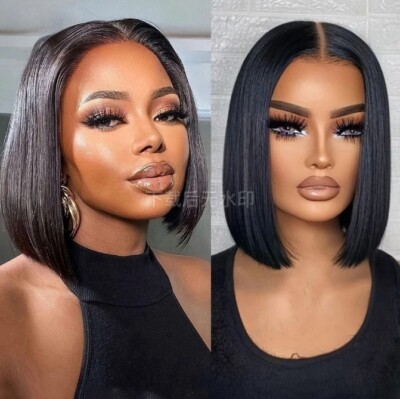  Short Bob 100% Human Hair Lace Front Wig Pre Plucked Straight Pixie Cut Wig