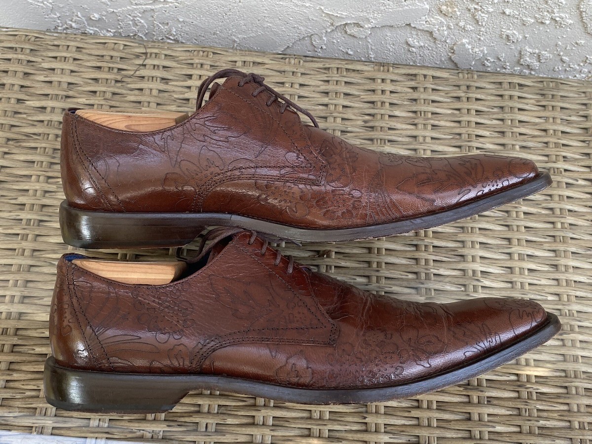 Rare Kenzo Derby/ Oxford Dress Shoes Men’s 9 UK 10 US Brown Leather Floral Print Men main image 4