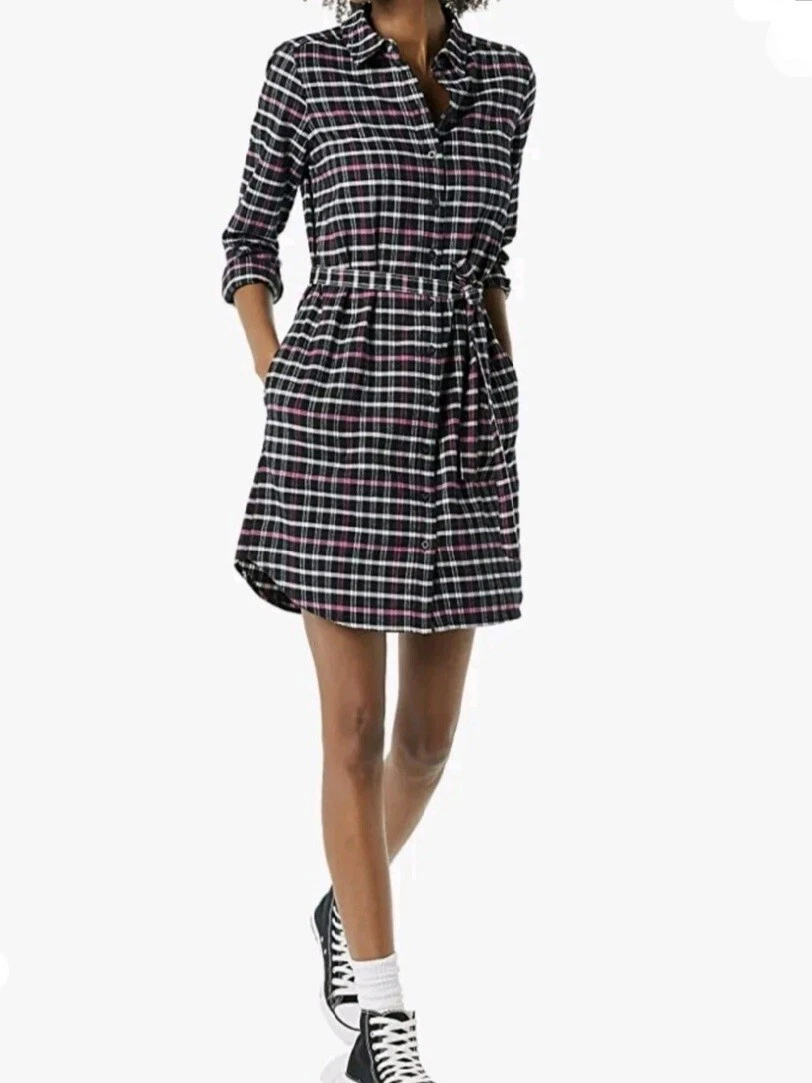 Goodthreads Women s Brushed Flannel Relaxed Fit Belted Shirt Dress