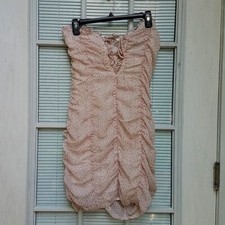 Nasty Gal  Floral Ruched Ruffled Strapless Mini Dress Size 8