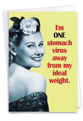 1 Funny Get Well Card with Envelope - Virus Diet C7210GWG