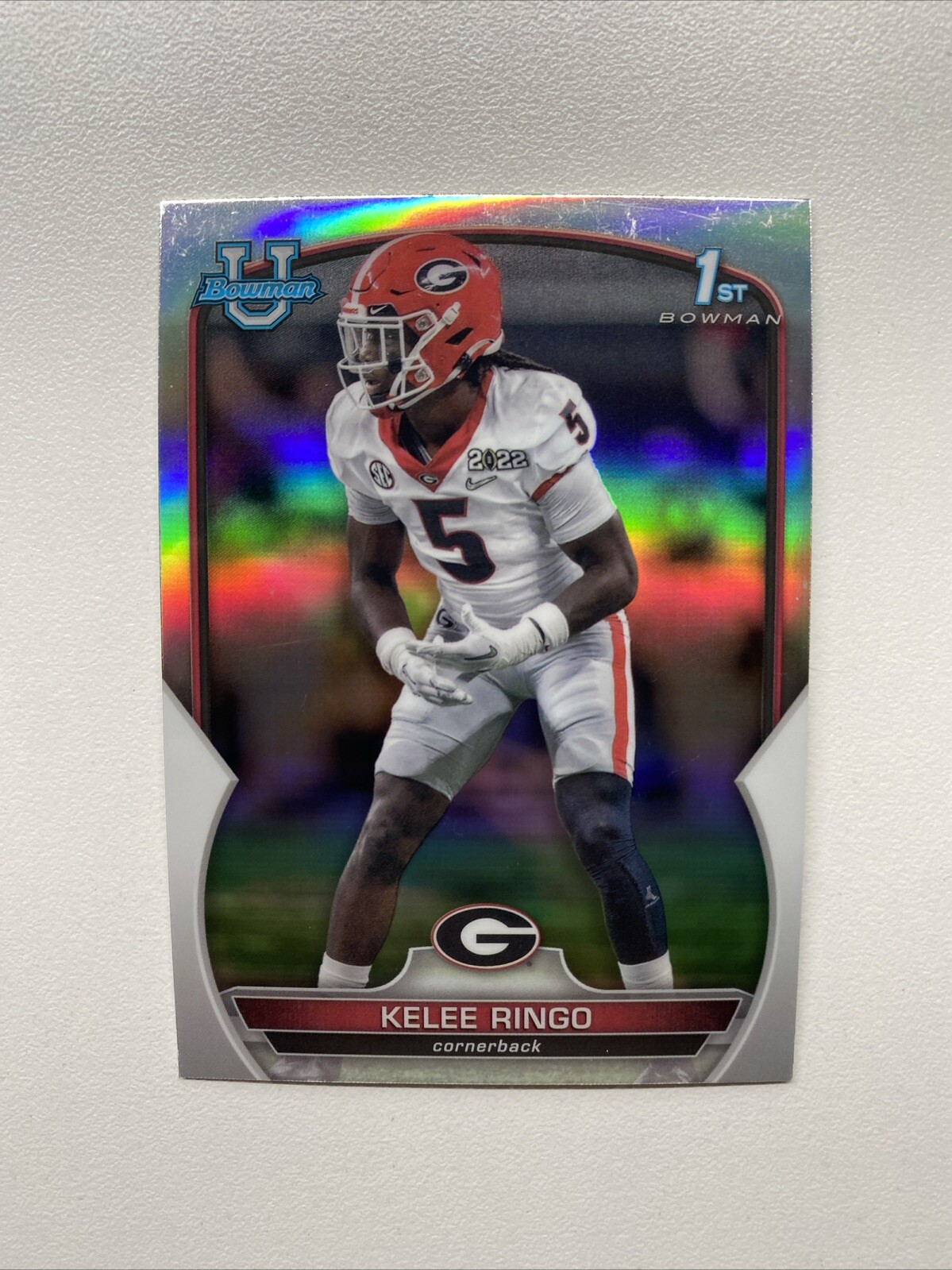 Kelee Ringo 2022 Bowman Chrome University Refractor Georgia Football Card 68