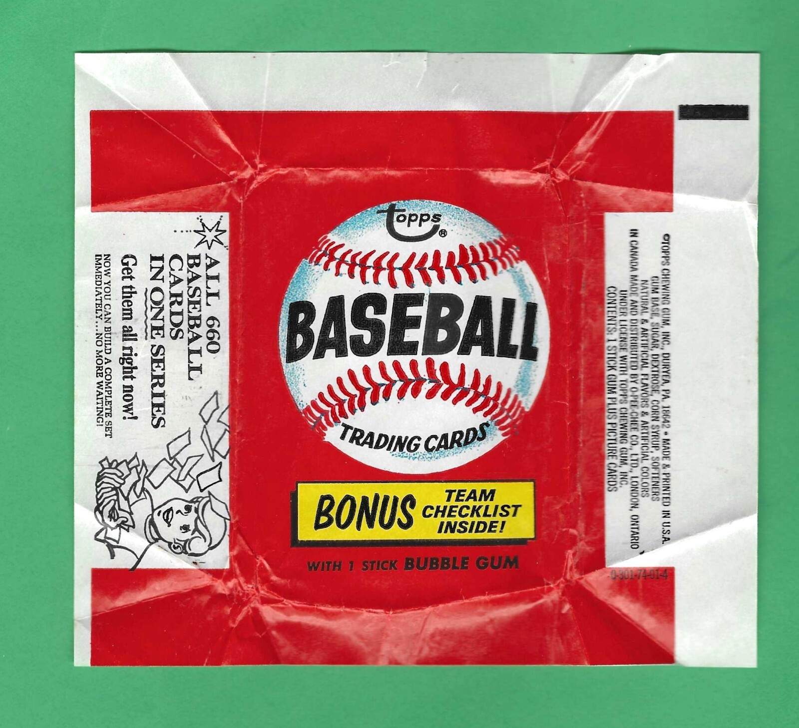 1974 Topps Baseball Card Wax Pack Wrapper eBay