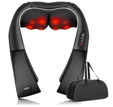 ALLJOY Shiatsu Massager Heated 3D Kneading Pillow for Neck, Shoulder & Back