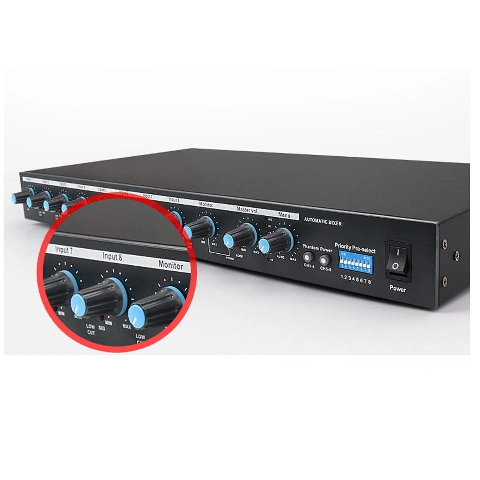 8 Intput 48V Phantom Power Supply Audio 8 Microphone Hub For XLR Table Gooseneck - Image 4 of 4