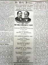  1884 TALLAHASSEE FL newspaper DEMOCRAT GROVER CLEVELAND ILLUSTR POLITICAL AD