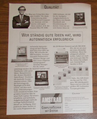 Seltene Werbung AMSTRAD ACL 386SX Laptop Portable Computer Mini-PC 4386SX 1991