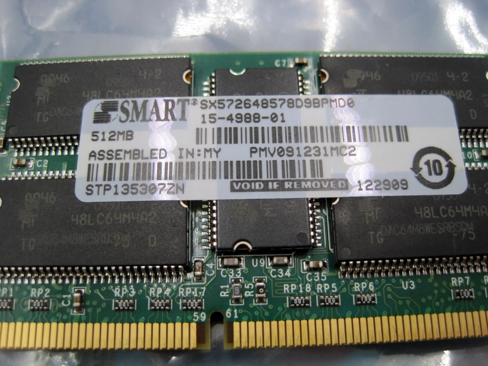 Set of 2-512MB CL2 PC 3.3V SDRAM PC133 133MHZ 144PIN SODIMM ECC SINGLE RANK 64X4 - Image 2 of 2
