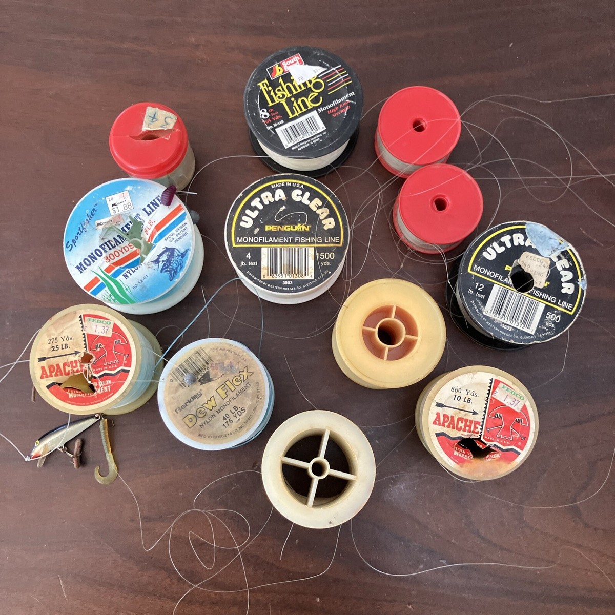 Big Lot Of 12 Vintage 70s 80s Fishing Line Spools Nylon