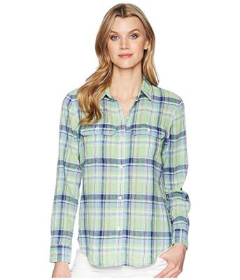 NEW Chaps Denim Womens Linen Cotton Stripe Plaid Blouse Shirt XS S XL NWT