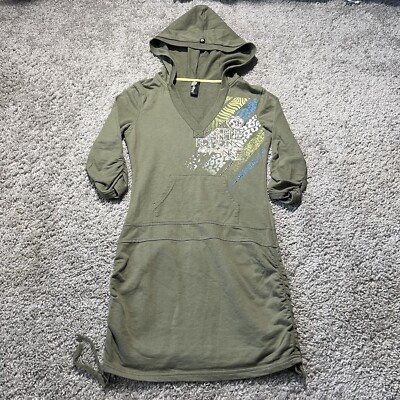 Apple Bottoms Green Y2k Sweatshirt Dress Gold Embellished Hood & Pocket |  eBay