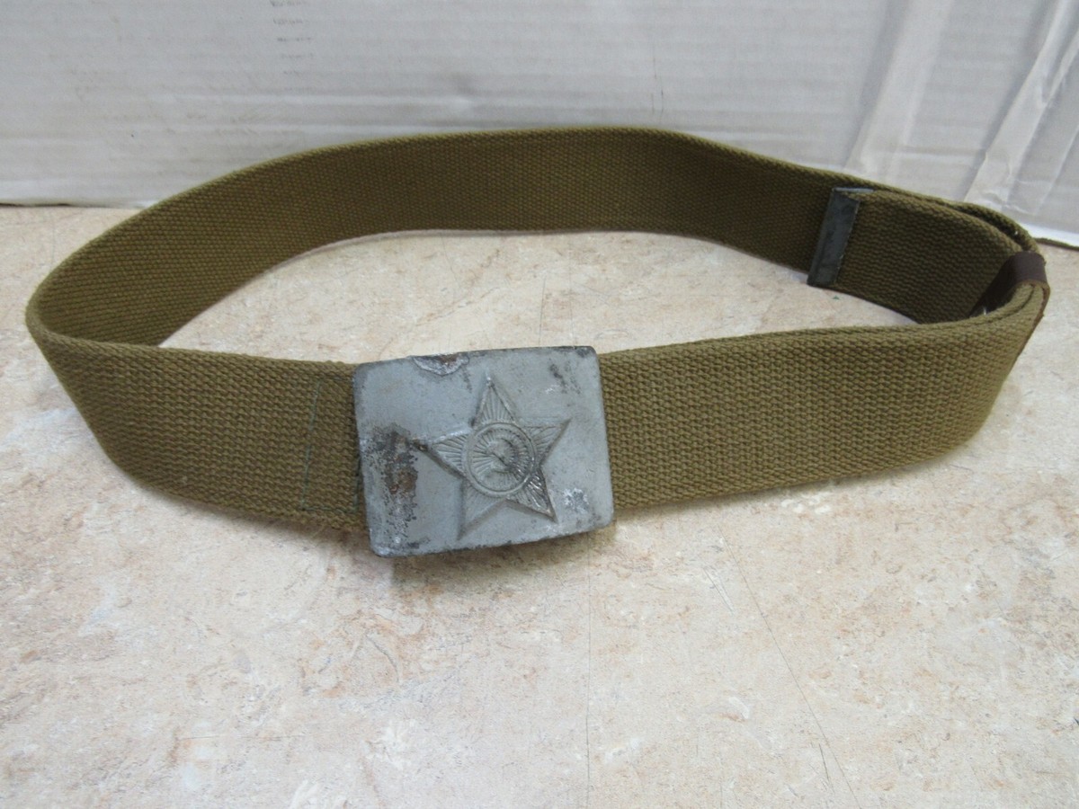 Vintage Russian Soviet Military Canvas Belt With Buckle 1950's Era