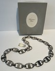 Vintage CHRISTIAN DIOR Paris Silvertone Metal Link Accent Belt Necklace Tag Box — photo 1