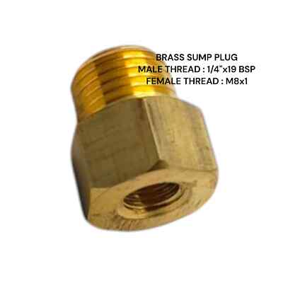 1/4''BSP Stecker auf M8x1 Buchse Messing Sumpf Adapter Öltemperaturanzeige Sensor