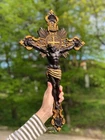 Wood crucifix  Carved Religious cross  catholic  christian art housewarming gift