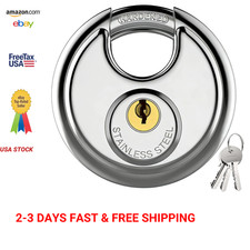 Padlock Stainless Steel Heavy Duty Lock with 3 Keys Waterproof for Warehouse