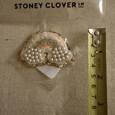 Stoney Clover Lane Embroidered Glitter Pearl rainbow  Patch NWT
