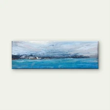 Panoramic Abstract Blue Ocean & Sky Landscape Canvas Print Wall Art Home Decor
