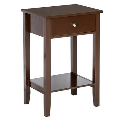 Two-layer Bedside End Table Coffee Table w/ Drawer & Shelf Nightstand Storage