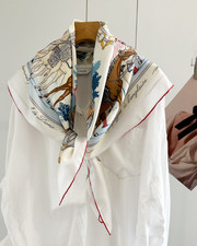 100 Twill Silk Scarf Shawl Square Neckerchief 35" horse tack Print Bandana Wrap