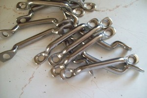 28- NEW - 5/8" tall  x 3 1/4" long  - Steel Footman Loops, Nickel