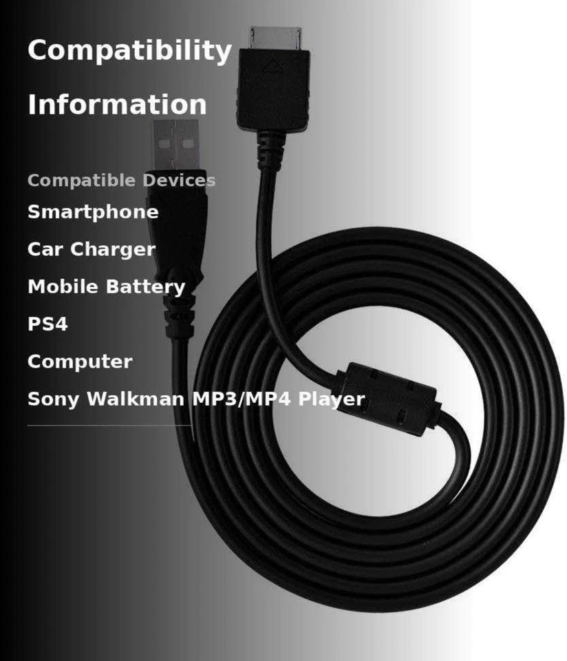 Cable cargador USB para reproductor de MP3 MP4 para Sony Walkman NWZ, o A, S, E, X, serie Z Foto 3 de 4