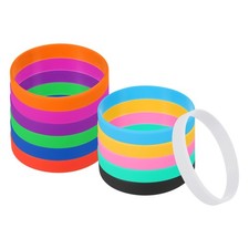 12Pcs Silicone Bracelet Rubber Wristband Blank Broaden Sports Band Multicolored