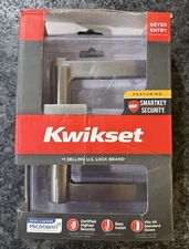 Kwikset Halifax Square Keyed Entry Door Handle SmartKey Satin Nickel 97402-812