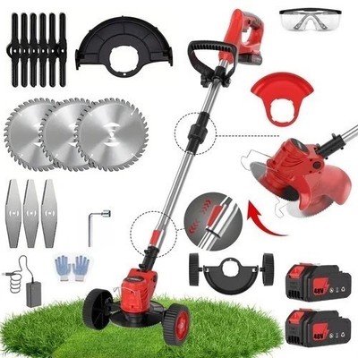 Cordless Lawn Cutter Electric Grass Trimmer 2 Batteries Adjustable#