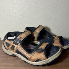 Ecco Men  s Yucat n Sport Sandals Adjustable Straps Leather Brown Sz EU 46/ US 12