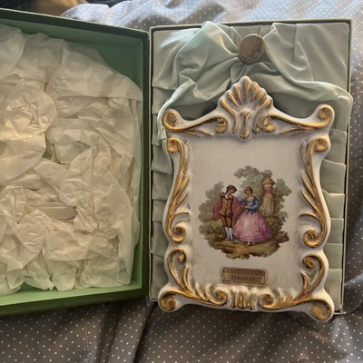 Vintage 1970 Giffard Fragonard Courting Couple Decanter Bottle France Porcelain