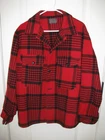 Vintage Pendleton Red Black Buffalo Plaid Mackinaw Jacket Shirt Button Men's L