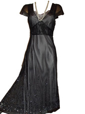 Coast ❤️Black mauve Mesh Sparkly 20’s dress size 10 12 Vintage Tea Wedding