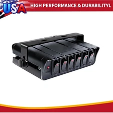 6 Gang 12V Rocker Switch Box 40 Amp Max 12 AWG Wires SPST On Off Rock US!!