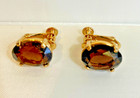 Earrings Gold Tone  with Large Amberbrown stone Unique Screw & Lever back. — photo 1
