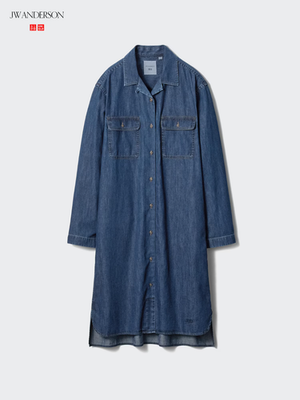 uniqlo denim shirt dress UNIQLO JW ANDERSON Open-collar denim shirt dress WOMEN 484523 NWT
