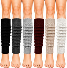 Womens Leg Warmers 6 Pairs Dance Ballet Knee High Sleeve Cable Knit Long 80S Ret