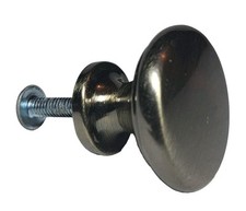 Lot Of 5 Dark Colored Pull Knobs Metal Heavy Duty Shiny Smooth W/ Hardware NOS