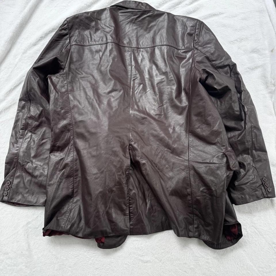 Chaqueta Blazer De Colección John Weitz Para Hombre 44 Alto Cuero Marrón 2 Botones Forrada Años 90 Foto 3 de 4