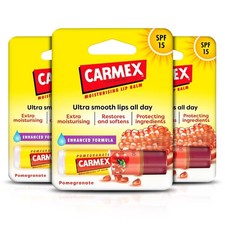 3x Carmex Pomegranate Moisturising Lip Balm Click Stick 4.25g