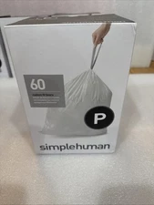 simplehuman Code P Trash Bags 60 Ct – Strong Drawstring, Custom Fit 50-60L