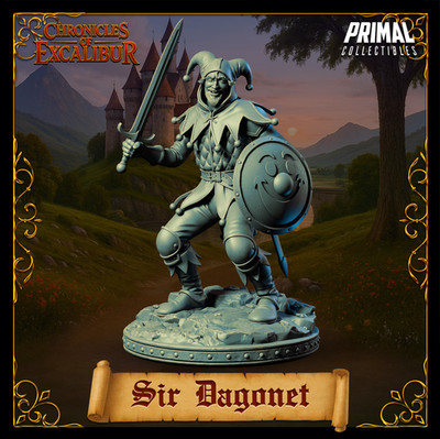 Fighter Fool Jester Human Male Sword Shield 32mm scale D&D TTRPG mini