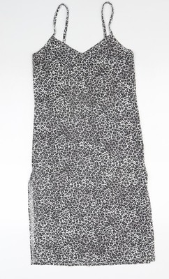 Boohoo Damen schwarz Tiermotiv Polyester Schlupfkleid Größe 6 V-Ausschnitt Pullover