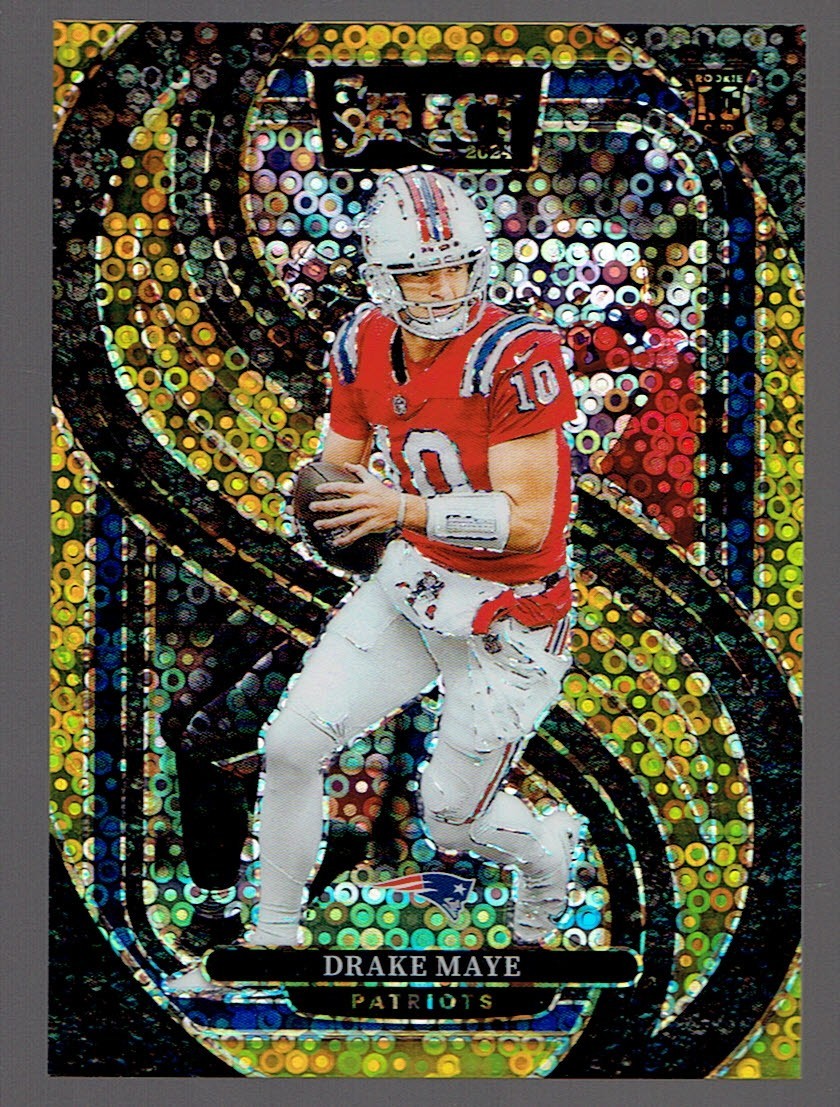 2024 Panini Select Drake Maye Premier Level Gold Disco Prizm Rookie RC 02/10