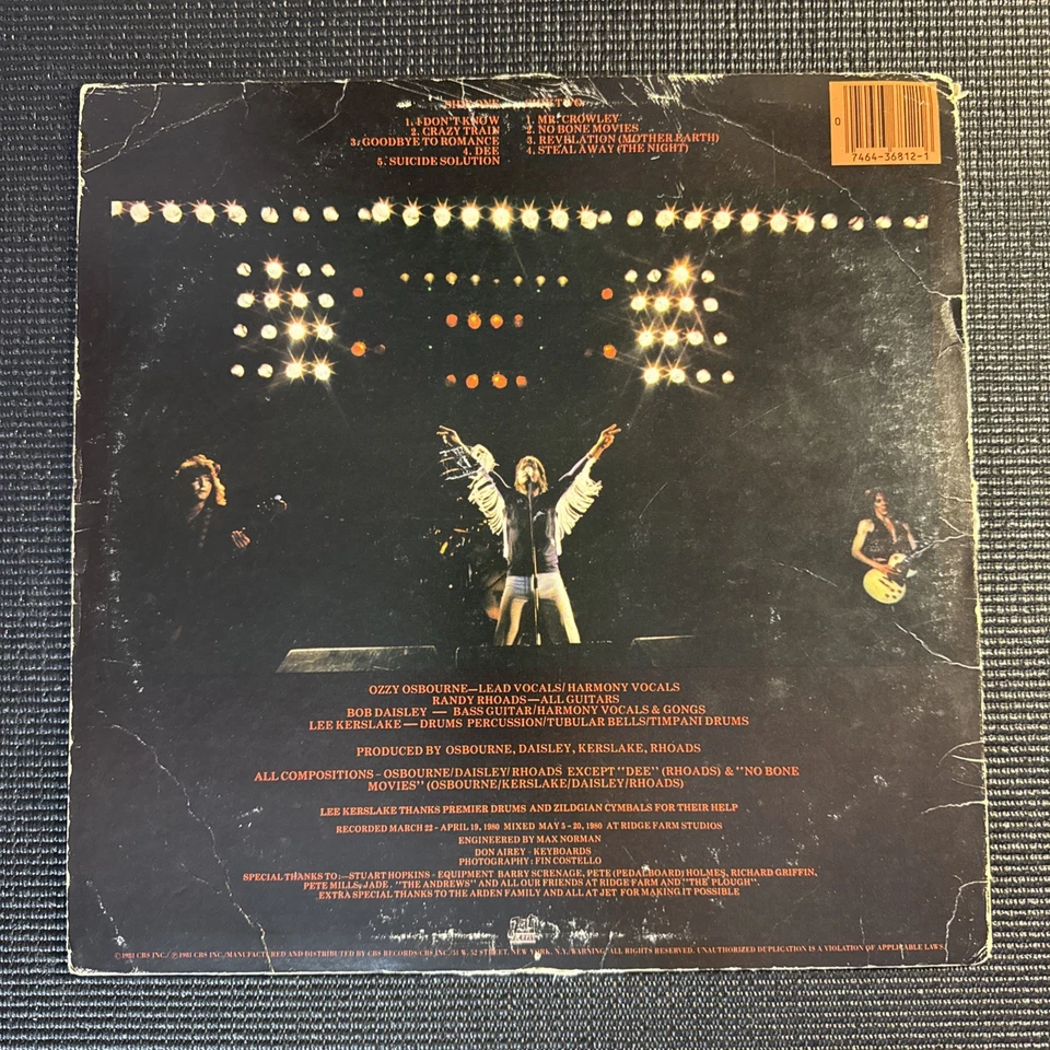 Ozzy Osbourne Blizzard Of Ozz 1st Pressing 1981 Vinyl LP JZ 36812 Allen Zentz - Image 2 of 4