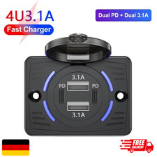 12V 3.0 PD USB Auto KFZ Steckdose Dual USB Ladegerät Buchse Dose KFZ Einbau 12V 3.0 PD USB Auto KFZ Steckdose Dual USB Ladegerät Buchse Dose KFZ Einbau